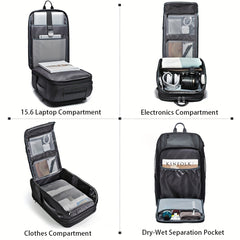 Expandable Travel Business Laptop Backpack Waterproof USB Charging Port