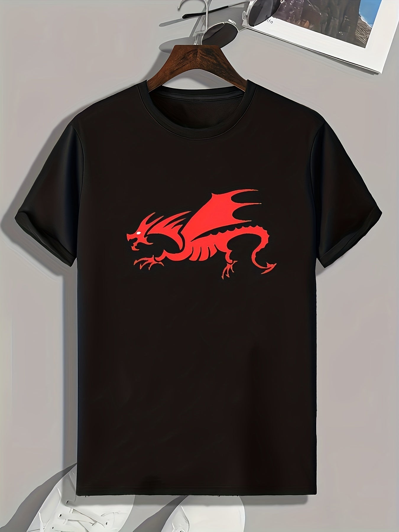 Dragon Pattern Print Men's Sports T-shirt - Summer Outdoor Clothing