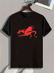 Dragon Pattern Print Men's Sports T-shirt - Summer Outdoor Clothing