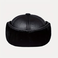 Men's Winter Leather Ear Protection Warm Hat for Elderly