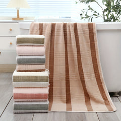 2pcs Striped Towel Set Soft Absorbent
