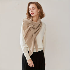 Hollow Knot Shawl Solid Cashmere Warm Wrap Outdoor Neck Collar Cape