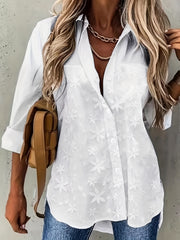 Floral Print Button Up Long Sleeve Blouse
