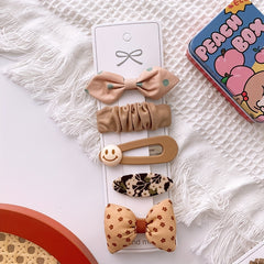 5pcs Fabric Bow Flowers Hair Clip for Baby Girls
