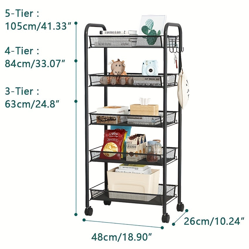 Mesh Rolling Utility Cart - Storage Organization Solution