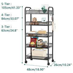 Mesh Rolling Utility Cart - Storage Organization Solution