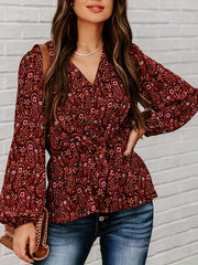 Women's Plus Boho Blouse Paisley Floral Print V Neck