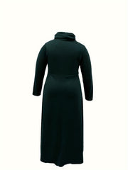 Solid Long Sleeve Maxi Dress with Pockets
