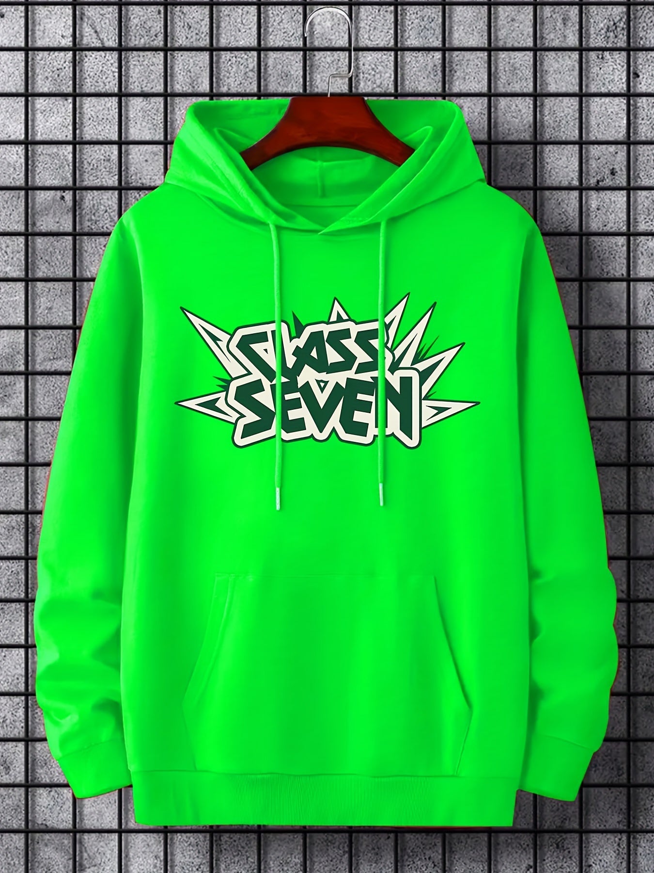 Men's Class Seven Print Hoodie Drawstring Hooded Sweatshirt