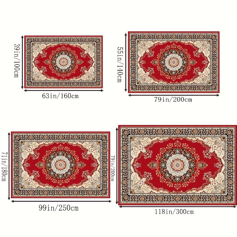 Boho Anti Fatigue Kitchen Rugs Red Vintage Absorbent Non Slip Mat