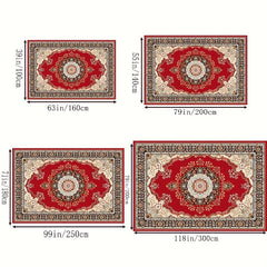 Boho Anti Fatigue Kitchen Rugs Red Vintage Absorbent Non Slip Mat