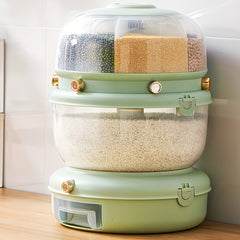 Rotary Rice Bucket Sealed Insect & Moisture-proof Double Layer Grain Storage Box