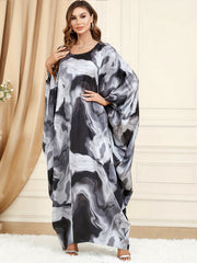 Abaya Dress Women's Plus Tie Dye Round Neck Maxi Kaftan
