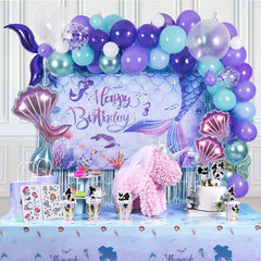 79pcs Mermaid Birthday Decorations Balloon Garland Kit For Girls Party