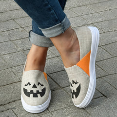 Women's Halloween Printed Slip On Sneakers Lightweight Outdoor Shoes