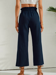 Wide Leg Lace Up Waist Pants
