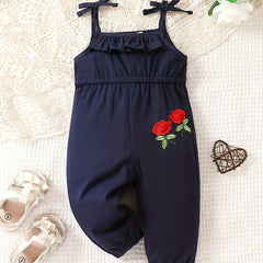 Rose Embroidery Toddler Girls' Jumpsuit Sleeveless Long Outfit