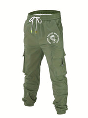 Cocktail Print Cargo Pants Men's Flap Pocket Trousers