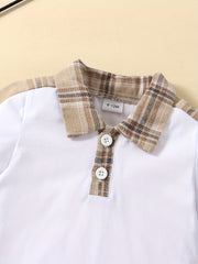 2pcs Baby Boys Plaid Shirt & Shorts Set for Summer