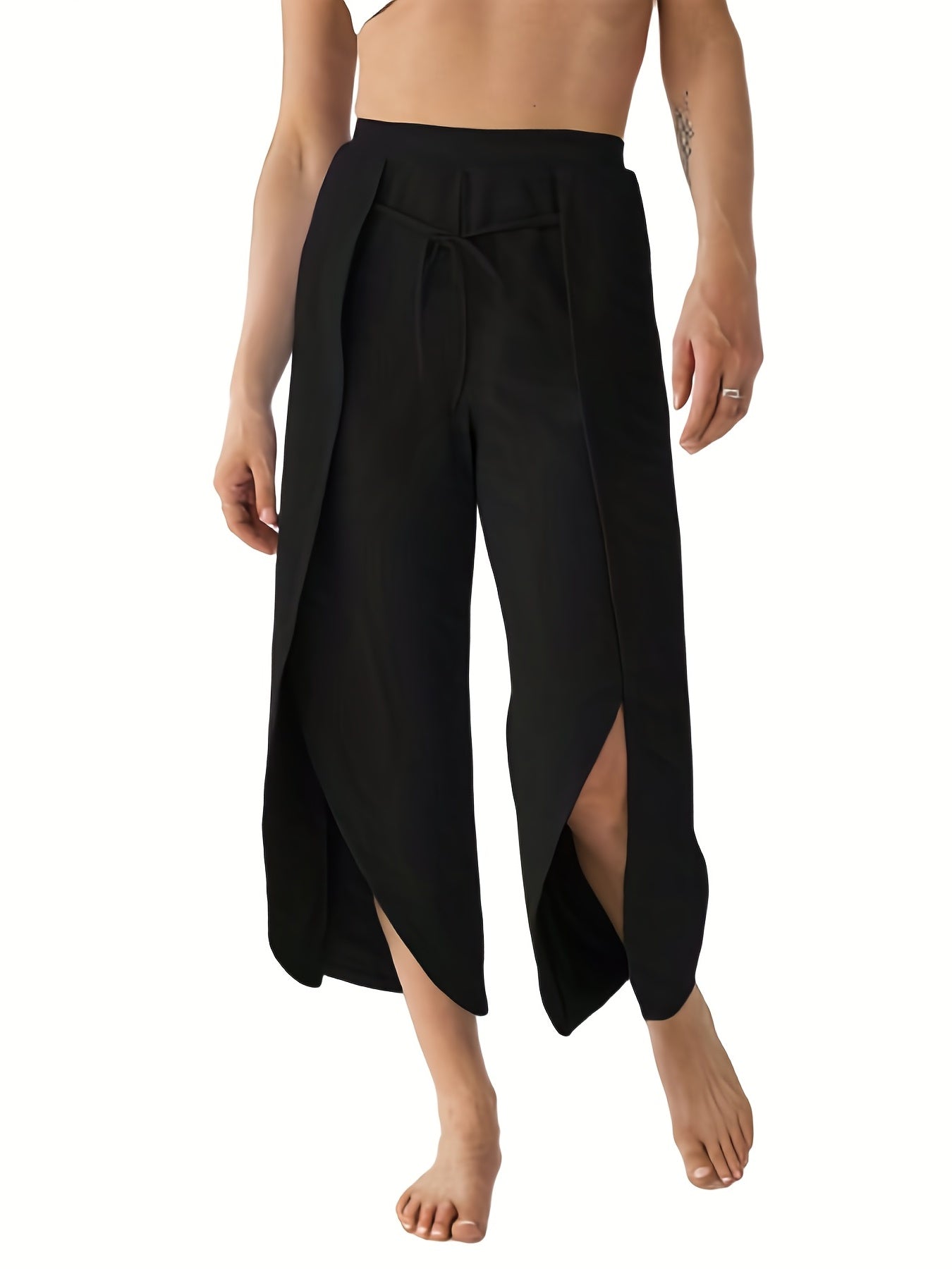 Women's High Waist Side Split Yoga Pants with Tie