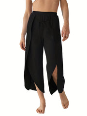 Women's High Waist Side Split Yoga Pants with Tie