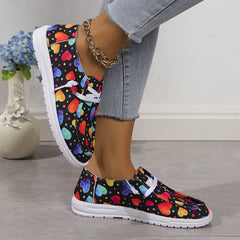 Colorful Love Heart Pattern Slip On Shoes for Women