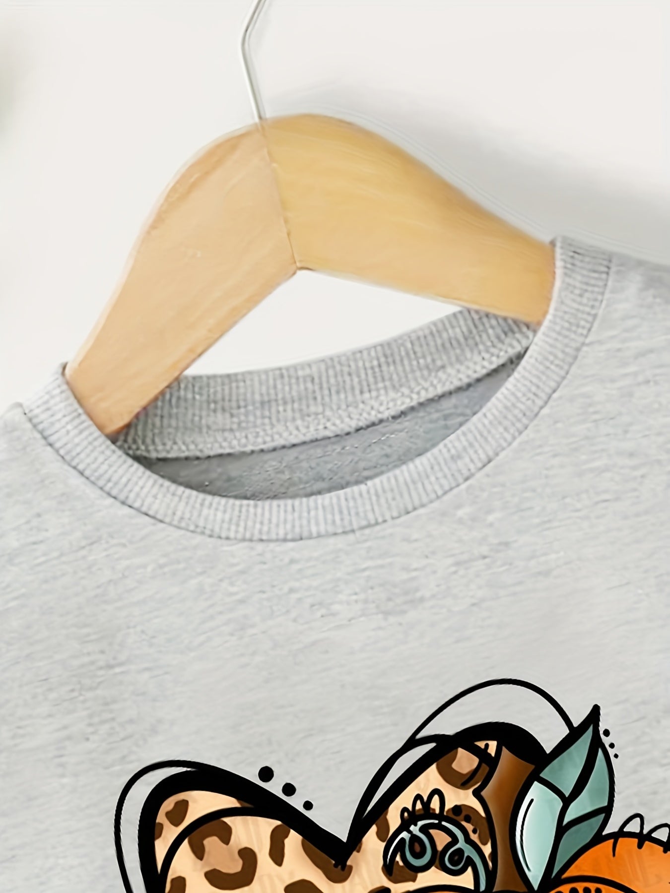 Leopard Heart Pumpkin Print Sweatshirt Top for Girls