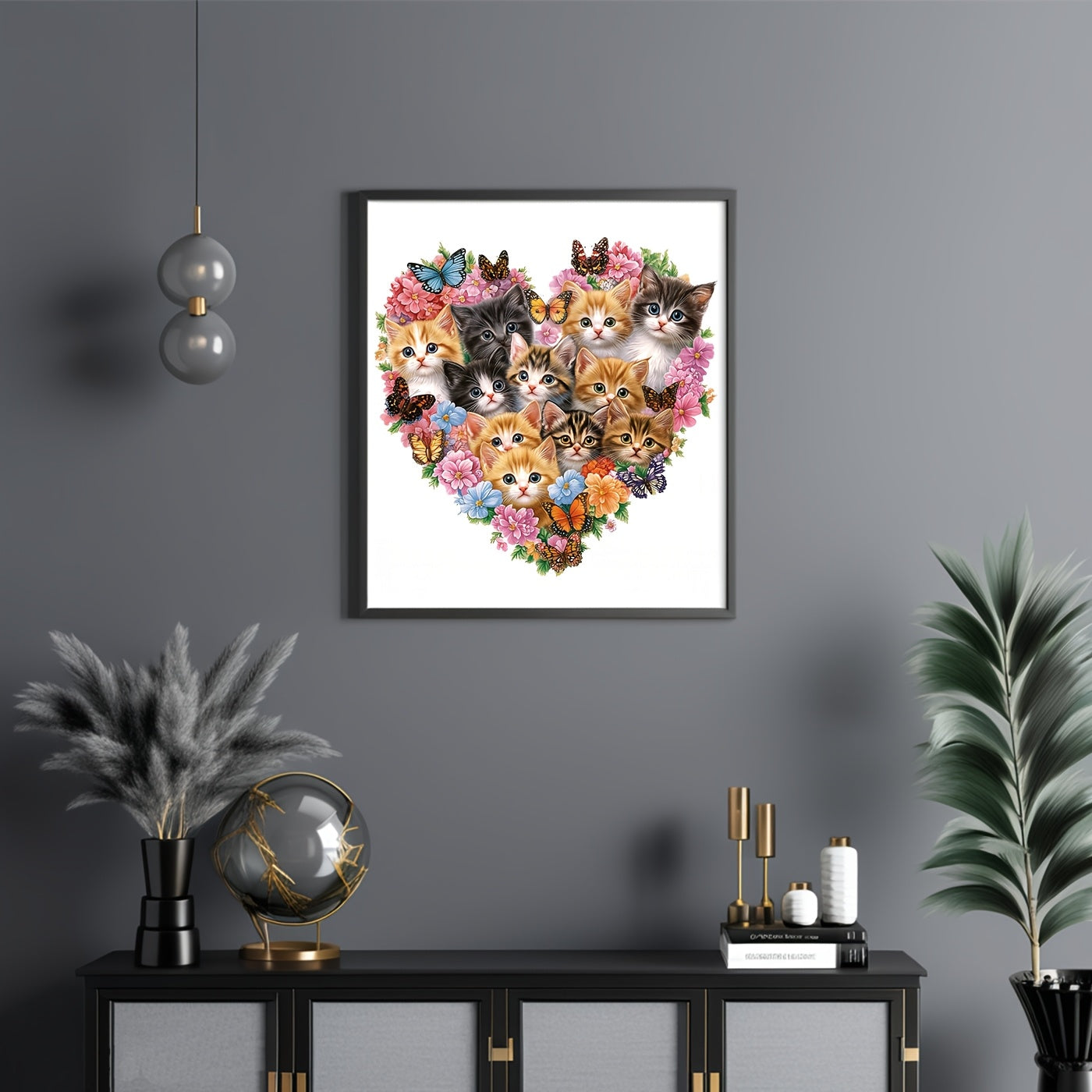 Heart Shaped Floral Kitten Family Wooden Puzzle