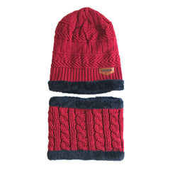 Knitted Woolen Beanie Plus Fleece Thickened Hat Scarf