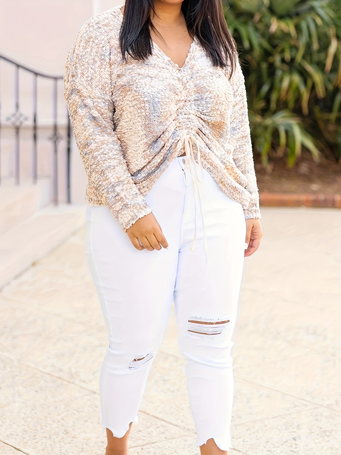 Rainbow Dot Long Sleeve Knit Top