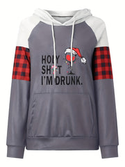 Block Kangaroo Pocket Hoodie Casual Long Sleeve Drawstring Hoodies Sweatshirt