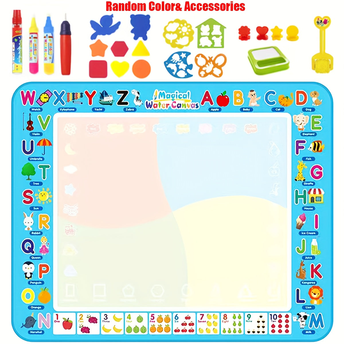 X-Large Water Doodle Mat with Stickers & Markers Mess-Free Art Activity