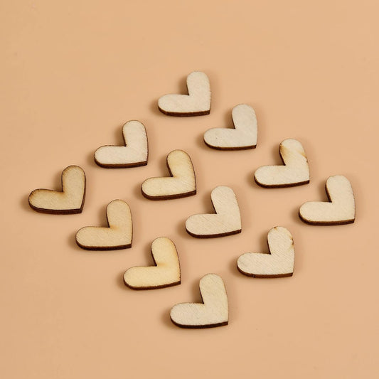 100pcs Wooden Peach Heart Shaped Desktop Decoration Wedding Art Craft