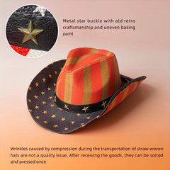 American Flag Sailor Vintage Cowboy Hat Summer Sunshade Outdoor Western