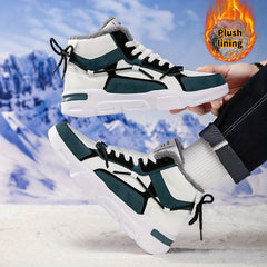 Men's Color Block High Top Snow Boots Warm Plush Lining