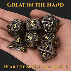 7pcs Hollow Polyhedral Dragon Metal Dices For Table Game