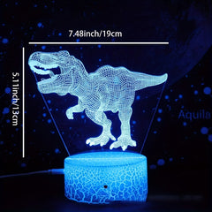 Dinosaur Toy 16 Colors 3D Illusion Bedside Lamp T Rex Nightlight Kids Gift