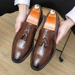 Men's Brogue Tassel Loafer Shoes Casual Slip-On Spring Summer