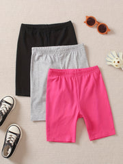 3pcs Girl's Bike Shorts Set Summer Casual Outfit