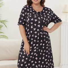 Heart Print Short Sleeve Tee Sleep Dress