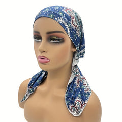 Paisley Print Turban Cap Elastic Head Scarf Lightweight Hijab Hats for Women