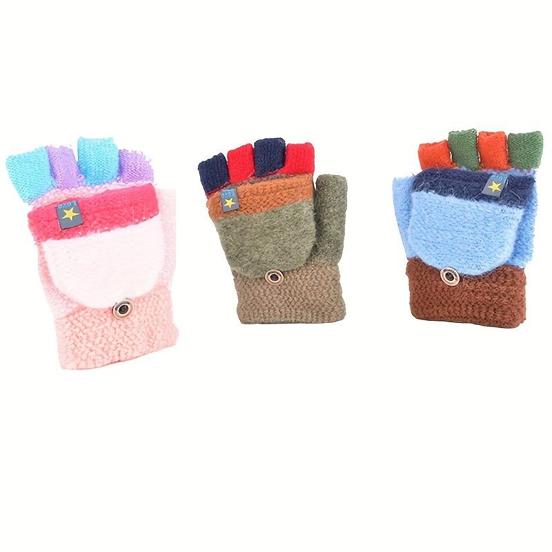 Warm Plush Full Finger Gloves for 5-12Y Kids