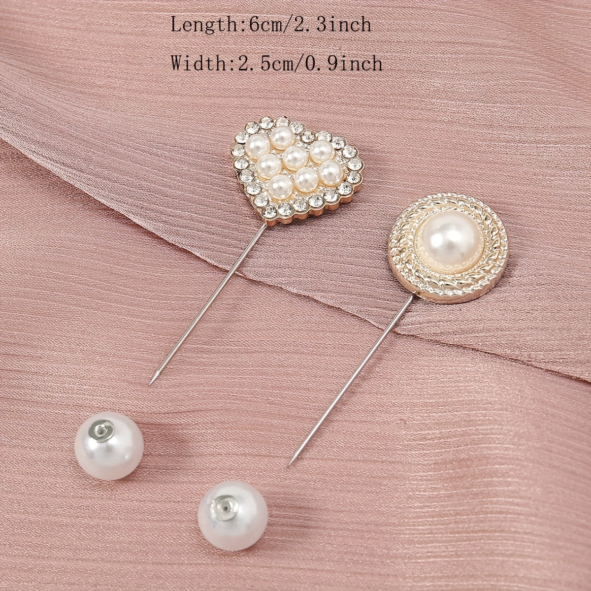 3pc Geometric Love Pin Brooches with Faux Pearl and Rhinestone for Women