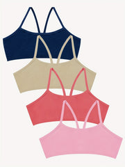 4pcs Girls Training Bras Stretchy Sports Bralette Sleeveless Crop Tank Tops