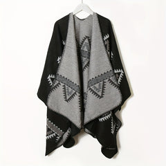 Vintage Geometric Jacquard Large Shawl Cashmere Wrap