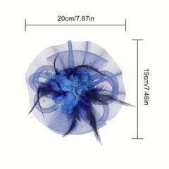 Lady Mesh Hat with Faux Feather Head Piece Accessories