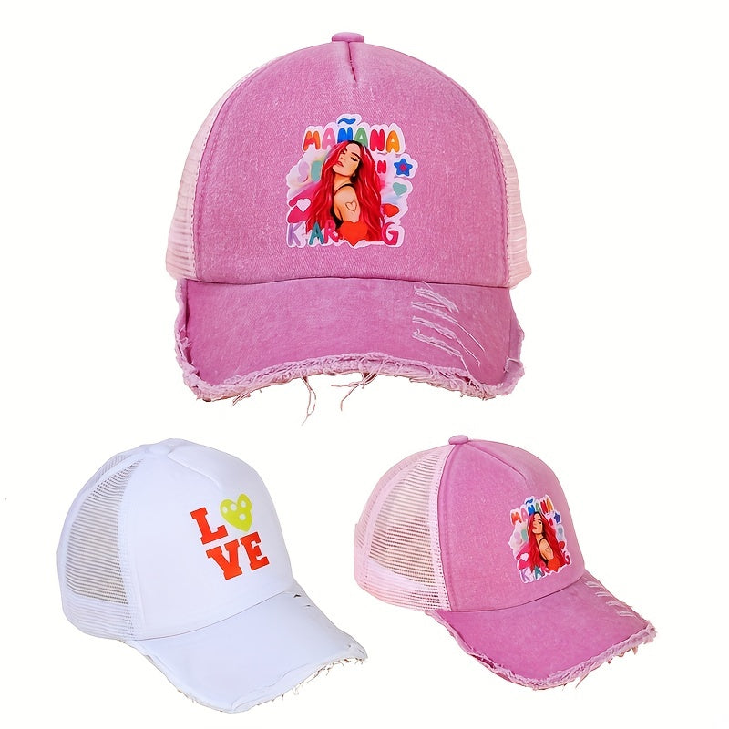 Distressed Denim Baseball Cap for Men Women