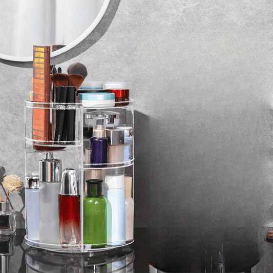 360 Rotating Makeup Organizer Spinning Bathroom Countertop Storage