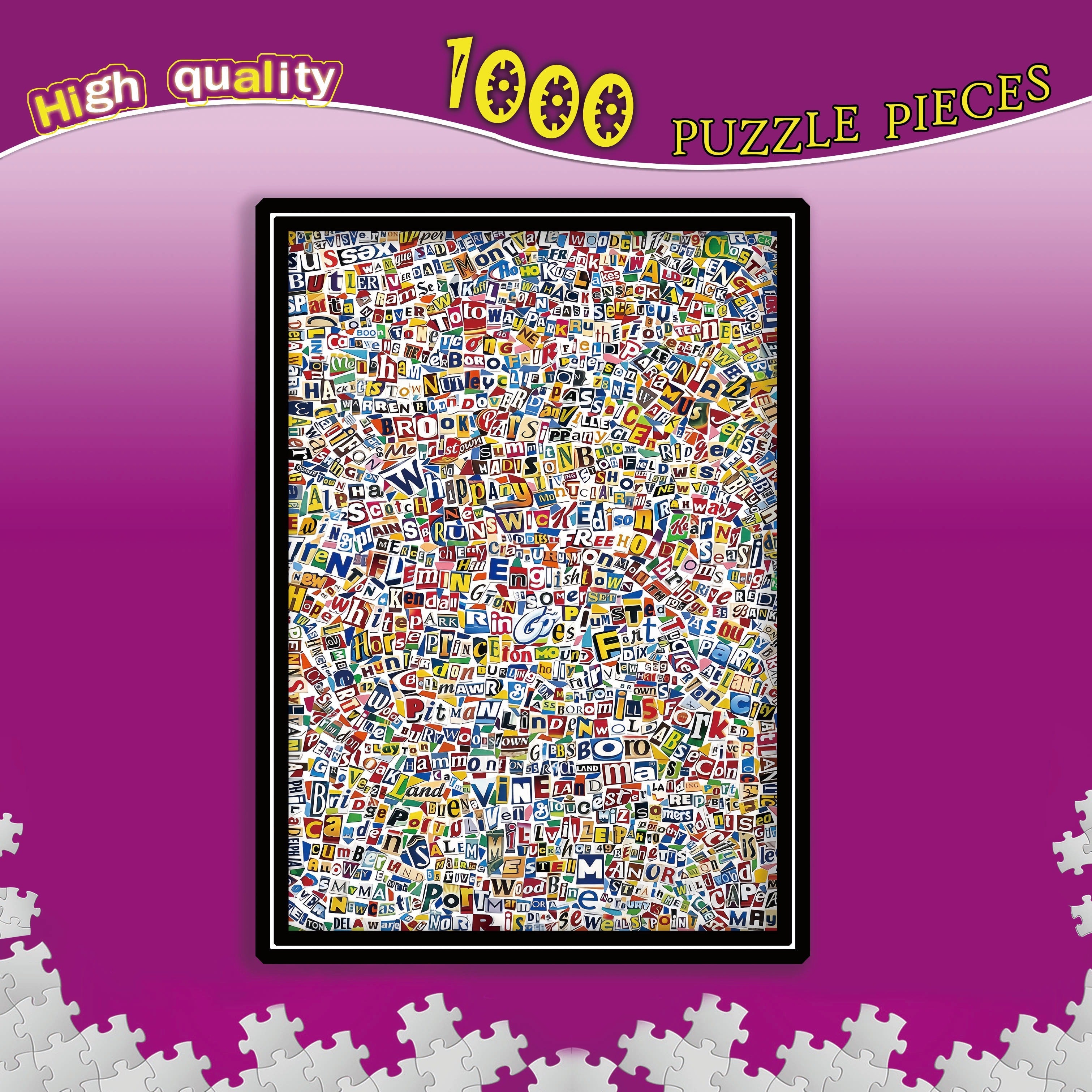 Large Jigsaw Puzzle 1000pcs 50x70cm, Framed Edges, Easy for Beginners
