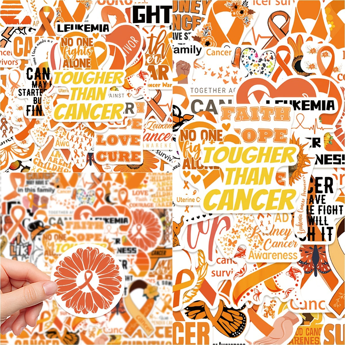 50pcs Leukemia Cancer Awareness Stickers Waterproof DIY Creative Stickers